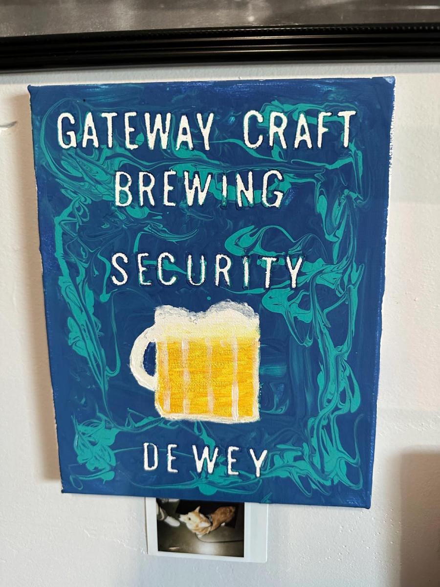 Corgy painted welcome sign at Gateway Craft Brewing in Salisbury